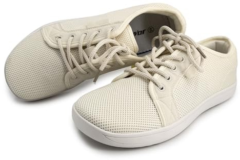 JOMIX Scarpe in Tela Uomo Estive Scarpe Uomo Comode Leggere con Punta Ampia e Pianta Larga Sneakers Casual Sportive Basse Traspiranti con Lacci Beige 42