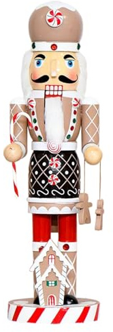 Weihnachtliche Nussknacker-Figur – 35,6 cm großer Lebkuchenmann-Soldatenfigur, handbemalt, Sammlerstück, Ornament für Feiertage, Tischdekoration, Bücherregal, Schreibtisch, Zuhause, Party und