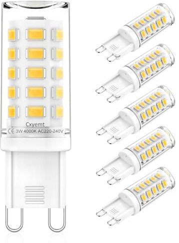 Cxyemt G9 LED Lampen 3W Ersetzt 40W 50W Halogenlampen, 4000K Neutralweiß Leuchtmittel G9 LED Glühbirne Energiesparlampe, Nicht Dimmbar, 500LM, AC 230V, 360° Abstrahlwinkel, Kein Flickern, 5er Pack