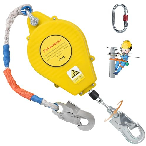 BOVDC Harnais de Securite Anti Chute de Toiture Retractable(Jaune,10m)