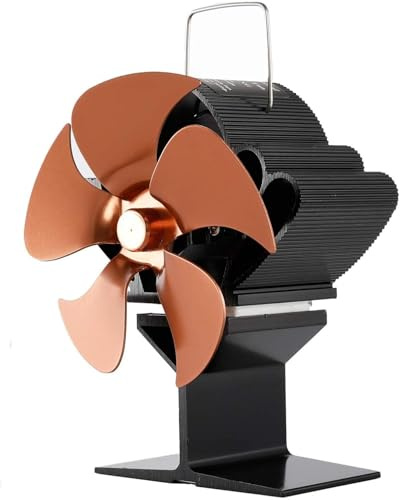 5 Blade Stove Fan, Silent Operation, Heat Powered Fan For Wood Log Burners Or Fireplace, Energy-saving