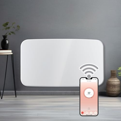 Futura 1500W WiFi Electric Radiator, Wall Mounted Panel Heater, 24/7 Timer | Wall heater with app, Alexa and Google Home control, 17m² coverage, 10–35°C thermostat, 3 modes and open-window detection.