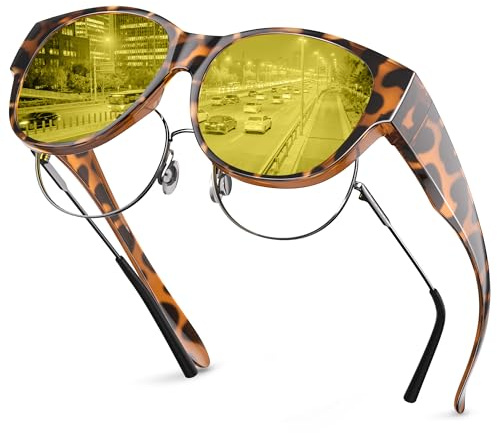 kunchu Nachtsichtbrille Nachtfahrbrille Damen Herren, Polarisierte Nachtsichtbrille für Autofahrer- Nachtbrille zum Autofahren Ultra Leicht Gelbe Gläser Anti- Blendung Sonnenbrille
