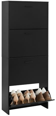 CASABEL Schuhschrank kompakt 24 Paar, Schwarze Türen und Rahmen