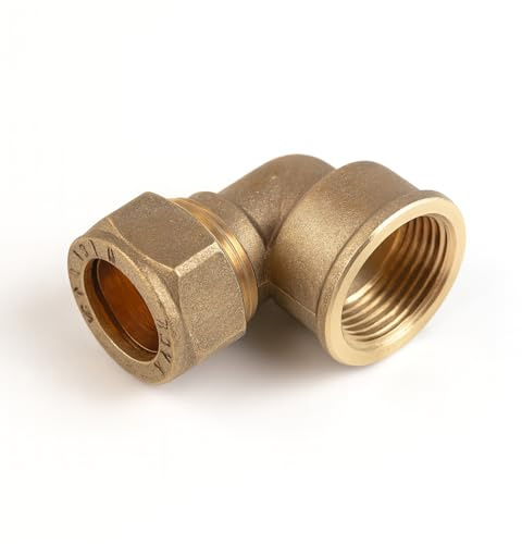 Westco - Raccordo a gomito a compressione in ottone, 28 mm x 2,5 cm, C x FI, femmina, in ferro, 90°
