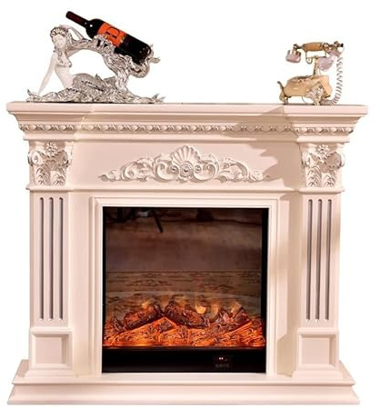 NexaGeniX Control Remoto Chimenea eléctrica de 120 cm con repisa Tallada, Calentador Llama Realista Control Remoto Fuego frío Decorativo