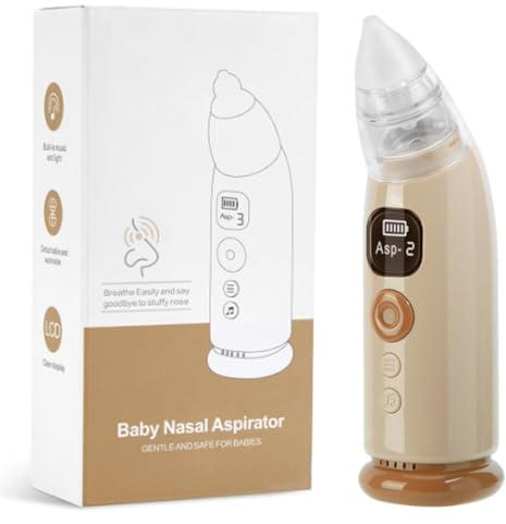 Shynova Aspirador Nasal Eléctrico para Bebé con Música Calmante Pantalla LED, Fácil de Limpiar, Limpiador de Nariz Eléctrico Suave para Recién Nacidos y Niños