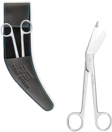 TS TAKE SPORT Kit Forbice Lister + Fodero Porta Forbici – Forbici Bendaggi Infermiere Punta Smussata in Acciaio Inox e Custodia da Cintura Rinforzata – Set Professionale per Pronto Soccorso, 118 e Fis