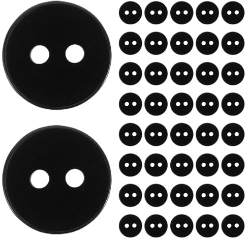 iplusmile 200 Bottoni Neri Rotondi in Plastica per Cucito e Decorazioni, 18l 11,5mm, Classici Pulsanti per Camicia, Adatti per Progetti Creativi e Design Abbigliamento