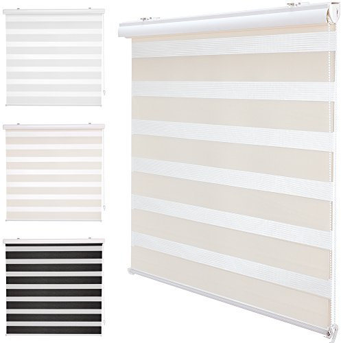 DILUMA Doppelrollo Klemmfix Ohne Bohren | Klemmrollo mit Variabler Klemmfix-Halterung und Frontblende | Fensterrollo mit Alu Klemmträgern, Größe:100 x 160 cm, Farbe:Creme