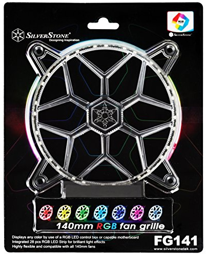 SilverStone Technology 140mm RGB LED Fan Guard / Grill for ASUS AURA SYNC / MSI Mystic Light Sync / ASROCK AURA RGB / BIOSTAR RACING and Others FG141