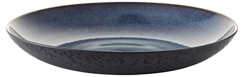 BITZ Coupe, coupe à fruits/saladier en grès, 40 cm de diamètre, lavable au lave-vaisselle, noir/bleu foncé