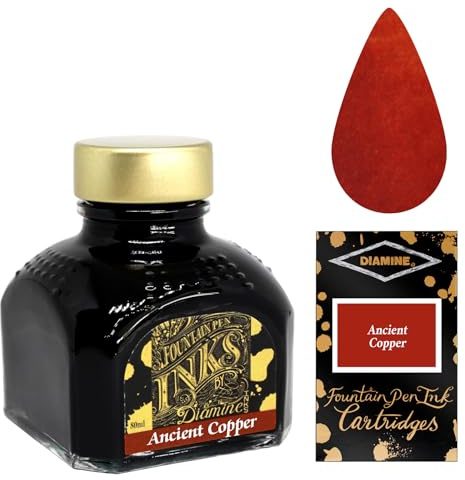 Diamine Füllfederhalter-Tintenflasche, 80 ml, Antik-Kupfer + 18 Tintenpatronen