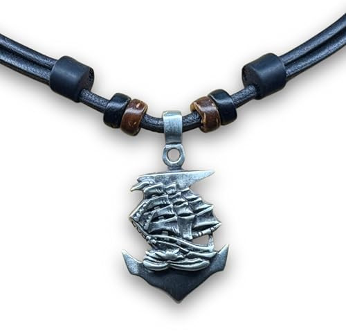HANA LIMA Surferkette Anker Lederkette Surferhalskette Herrenhalskette Herrenkette Halskette Damenkette