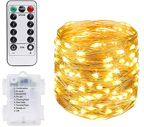 Vicloon Curtain Fairy Lights, LED Curtain Lights, Waterproof Window String Lights with Remote Control Timer for Outdoor Indoor Party Bedroom Decoration (100-LED)