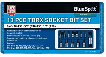 BlueSpot Tools 01503 Torx-Steckschlüssel-Satz (T8-T70)
