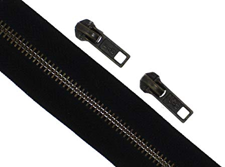 Endlos - Reißverschluss Reißverschlüsse meterware mit Zipper (Metall 5mm - altmessing, 1 Meter + 2 Zipper)