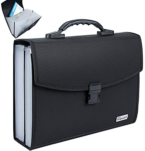 Uquelic Upgrated Datei Organizer A4 Große Erweiterbare Datei Ordner Taschen 26 Taschen Fächermappe Akkordeon Dateiordner A4 Tragbar Ordnungsmappe mit Griff