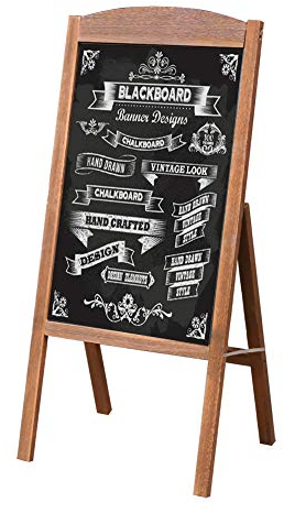 UNHO Wooden A Frame Chalkboard Sign Standing Pavement Chalkboard Easel Magnetic Chalk Board Display Stand Sandwich Board Blackboard for Home Bar Countertop Cafe Restaurant Wedding