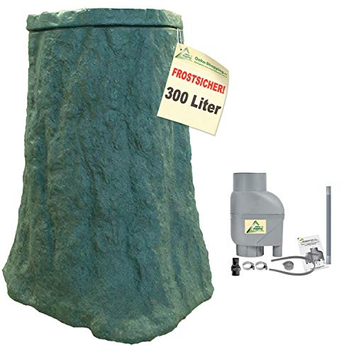 Regentonne, Regentonnen, Regenspeicher, Regenbehälter, Baum 300l braun mit Fallrohrfilter T33 braun FROSTSICHERES Regenfass Wassertonne mit Deckel und Wasserhahn DAS ORIGINAL!
