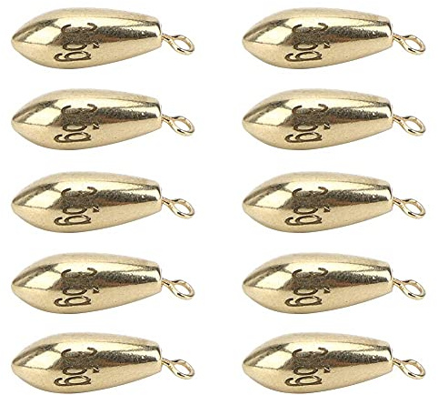 Alomejor Copper Fishing Sinker Angelgewicht Wassertropfen f¨¹r Coastal Surf Sea Fishing - 10-St¨¹ck-Packung