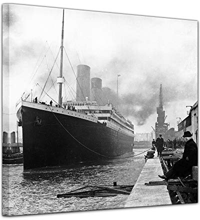 Bilderdepot24 Bild auf Leinwand | Titanic im Hafen in 40x40 cm als Wandbild | Wand-deko Dekoration Wohnung Berühmtheiten & Zeitgeschichte | 181141-40x40
