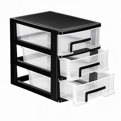 FAVOMOTO 3 Schichten Schubladenschrank, Breite Aufbewahrungstruhe Transparente Schubladenboxen Kunststoff Mehrzweckschrank Aufbewahrungsschrank Kinder Garten Aufbewahrungsschrank Schubladencontainer