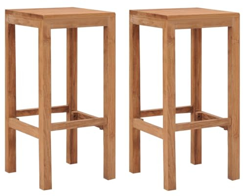 Tabourets de bar lot de 2 bois de teck massif