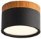 Schindora Plafonnier LED,spot en saillie décor bois,mini plafonnier,rond,noir,blanc chaud 3000 K,12 W.