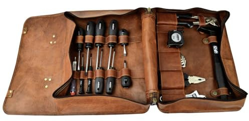 Brüder Mannesmann M29048 Leder-Werkzeugtasche, 24-teilig