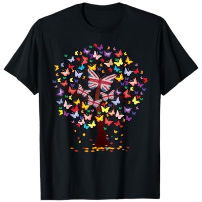 Union Jack UK Flag Butterfly Tree Great Britain Union Jack T-Shirt