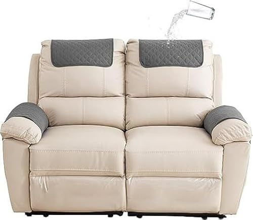 Sofa Armlehnenbezüge，Couch Kopfstützenbezug，Armlehnenschoner，für Armkappen Schonbezüge Sessel Relaxsessel Sofa Armbezug Kopfstützenschutz Sitzbezug Wasserfest Rutschfeste Mit Taschen ( Color : Dunkelg