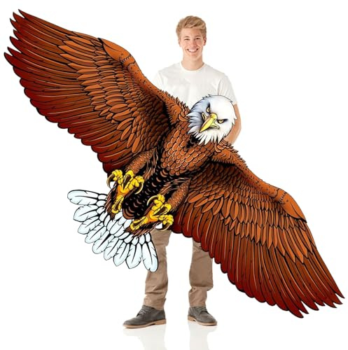 Bunter Delta-Drachen, Adler‑Flugdrache, Kampfflugzeug‑Flugdrachen | Flying Hoofer Hochwertiger Einleiner‑Nylondrachen für Anfänger, 100 m Drachenschnur mit Griff, Flugdrache kinder ab 6 jahren