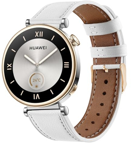 Läderrem för Huawei Watch GT6/GT5/GT 4 41 mm, 18 mm läderband mjukt elegant smalt ersättningsband armband för kvinnor män, 16.5 cm - 21 cm / 6.5'' - 8.2'', Läder