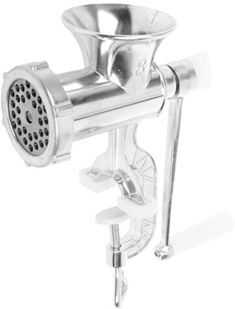 Tritacarne manuale in alluminio L 13 cm H 24 cm con manico in plastica con lama in ghisa