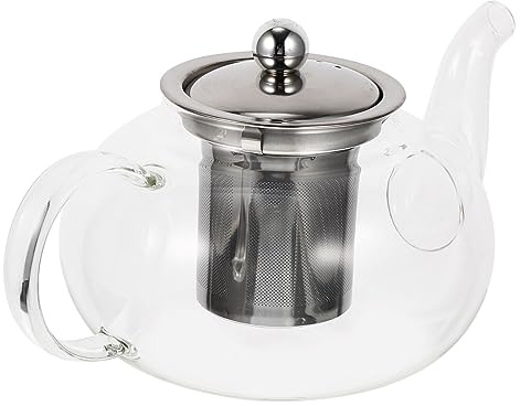 Verre Transparent Théière avec Infuseur en Acier 800ml | Usage Quotidien à Maison, Design Créatif Léger, Nettoyage Facile, Filtre Intégré pour Infusion