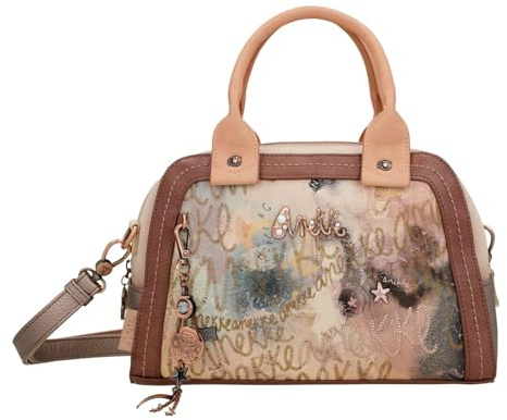 Anekke - Bolso Mujer - Bolso Bowling de Polipiel para Mujer con Correa Ajustable, 2 Asas de Mano y Cierres de Cremallera- Accesorios y Complementos Mujer - Medidas 28x18x13 cm