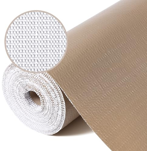 StaHom Drawer Liner, Shelf Liners for Kitchen Cabinet Waterproof & Oil-Proof Cupboard Liner Non-Slip Drawer Mat PVC Material Non Adhesive Kitchen Liner for Countertop Beige 11.8 x 59 Inches