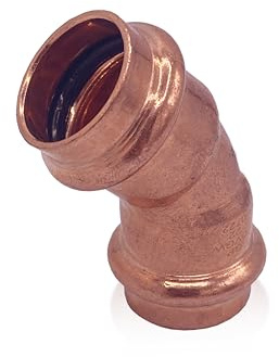 Amazinnov -Rame a crimpare Raccordo per tubo in rame, connettore idraulico (ØFF22, Gomito-45°, 1, Riscaldamento)