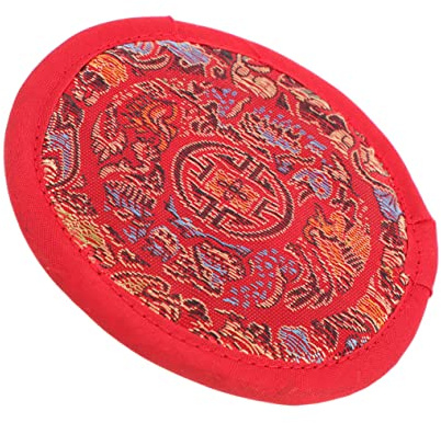 Herbst Party Buddha Klangschalenmatte Rot aus Baumwolltuch | Leicht und Kompakt, Schlichtes Design, für Buddhistische Klangschale, Passend für Runde Schalen