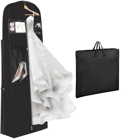 Univivi Kleidersack Lang 180 cm, Hochwertiger Kleidersäcke Lang für Brautkleid, Faltbarer Atmungsaktiver Hochzeitskleid Kleidersäcke mit Reißverschluss Taschen Garment Bags for Reise
