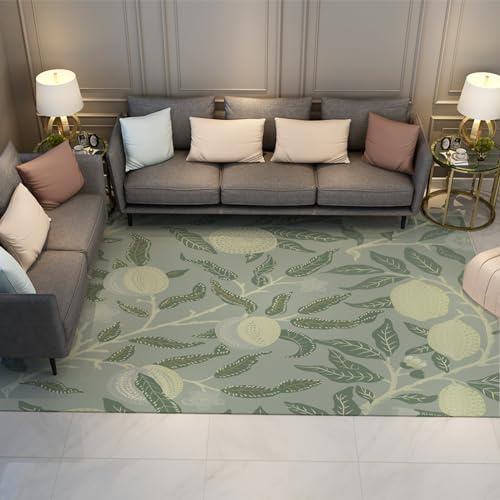 WEECHAINGE Branches de citronnier et Fruits Tapis Morris Style Boho Tapis d’intérieur idéal pour Les Zones à Fort trafic dans Les couloirs Chambre à Coucher à Poils Ras 180x300cm