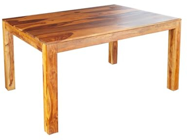 Riess Ambiente Massivholz Esstisch Pure 120cm Natur Stone Finish Sheeshamholz einzigartige Maserung Esszimmertisch Massivholztisch Holztisch Küchentisch