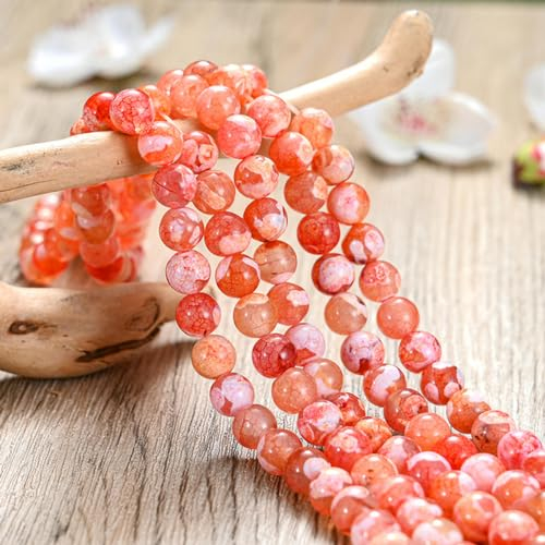 Naturstein-Perlen, Tigerauge, Achat, Jade, Mondstein, Quarz, Lava-Perlen für Schmuckherstellung, DIY-Armband, Zubehör, Achat, 10 mm (ca. 35 Stück)