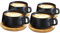 VETIN 4er-Set Cappuccino Tassen mit Untertasse, 300ml Kaffeetassen aus Keramik, Hochwertige und dickwandige Kaffeebecher, Hält Lange Warm, Spülmaschinenfest, Schwarz Kollektion