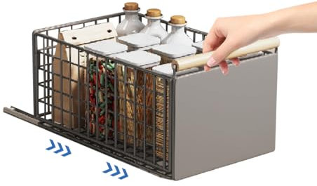 Heikoeco® Organizer Schublade, Schrank Organizer mit Griff aus Metall, Faltbare Teleskopschublade für Schränke, Küchenschrank Organizer ohne Bohren (16,5 cm hoch, 1 Stk.)