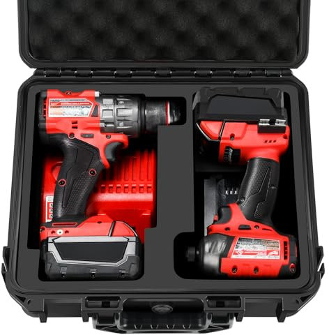 Milwaukee M18 Impact Drill Driver Combo Kit - Waterproof Tool Box for Power Drill & Impact Set, Hard Case for Cordless M18 Fuel/Driver/Battery/Charger (Case Only)