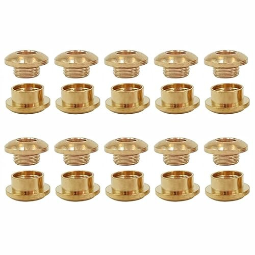 10 Sets Eyelet Grommets Kit 8mm Solid Brass Screw Back Eyelets with Washer Grommets for Leather Clothing Bags DIY Project