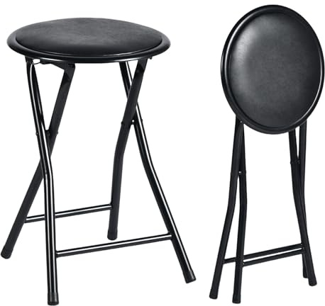 ZZINOKE Klapphocker 2er Set,Kein Zusammenbau Erforderlich,30×30×46cm,hocker mit Polsterung,Geeignet für Küche, Balkon, Bistro,Garten und Außenbereich (Schwarz)