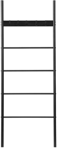 HOOBRO Porte-Serviettes, Étagère Échelle, Étendoir à Linge avec 5 Crochets Amovibles, 60 x 177 cm, pour Serviette, Couverture, vêtement, Noir EBB60CJ01